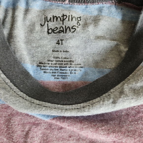 4t Jumping Beans gray, blue red long sleeved t-shirt Spring Easter Striped Fall - Picture 5 of 7